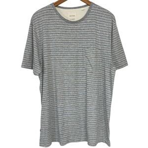 Billy Reid Heather Grey Melange Stripe Crew Neck Short Sleeve T-Shirt Size XL